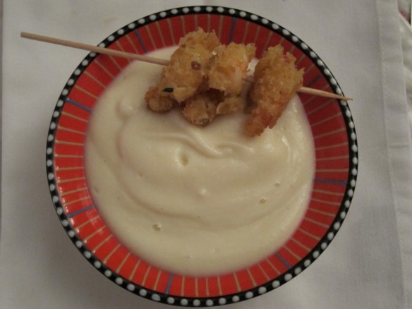 Cauliflower Cream with Prawns