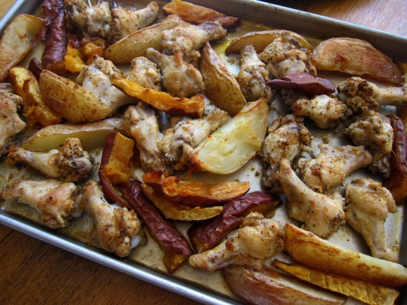 Chicken Wings, Potato and Sweet Potato Wedges