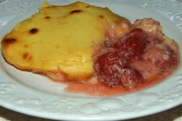 Gratin de Rhubarbe et Fraises