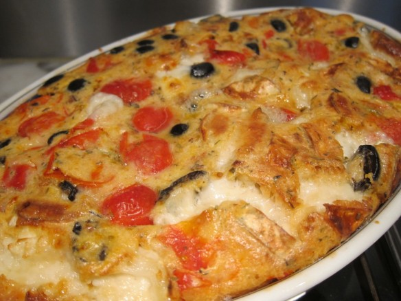 Cherry Tomatoes, Olives & Goat Cheese Clafoutis