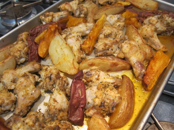 Ailes de Poulet,  Patates et Patates Douces