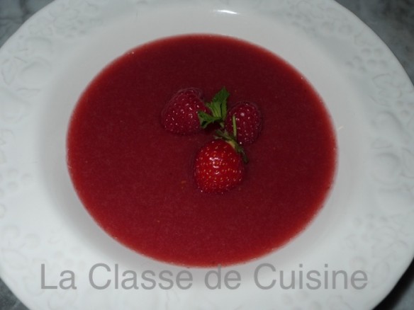 Raspberry and Strawberry Soup with fresh Mint and Basil