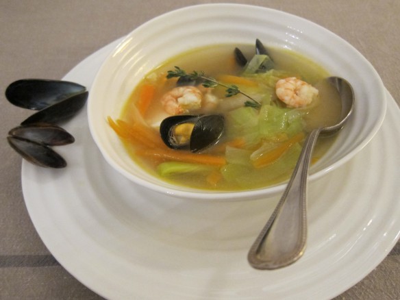 Seafood Broth with its Small Vegetables
