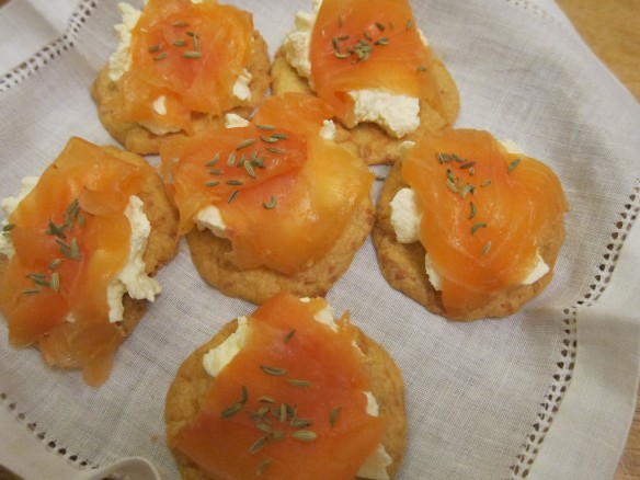 Parmesan Wafers with Smoked Salmon