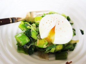 poireaux vinaigrette et oeuf poche