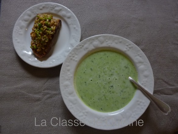 soupe fraiche pois bruchetta