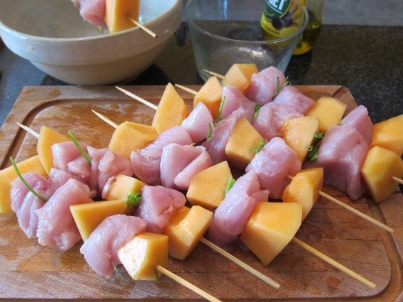 brochettes de dinde au melon 1